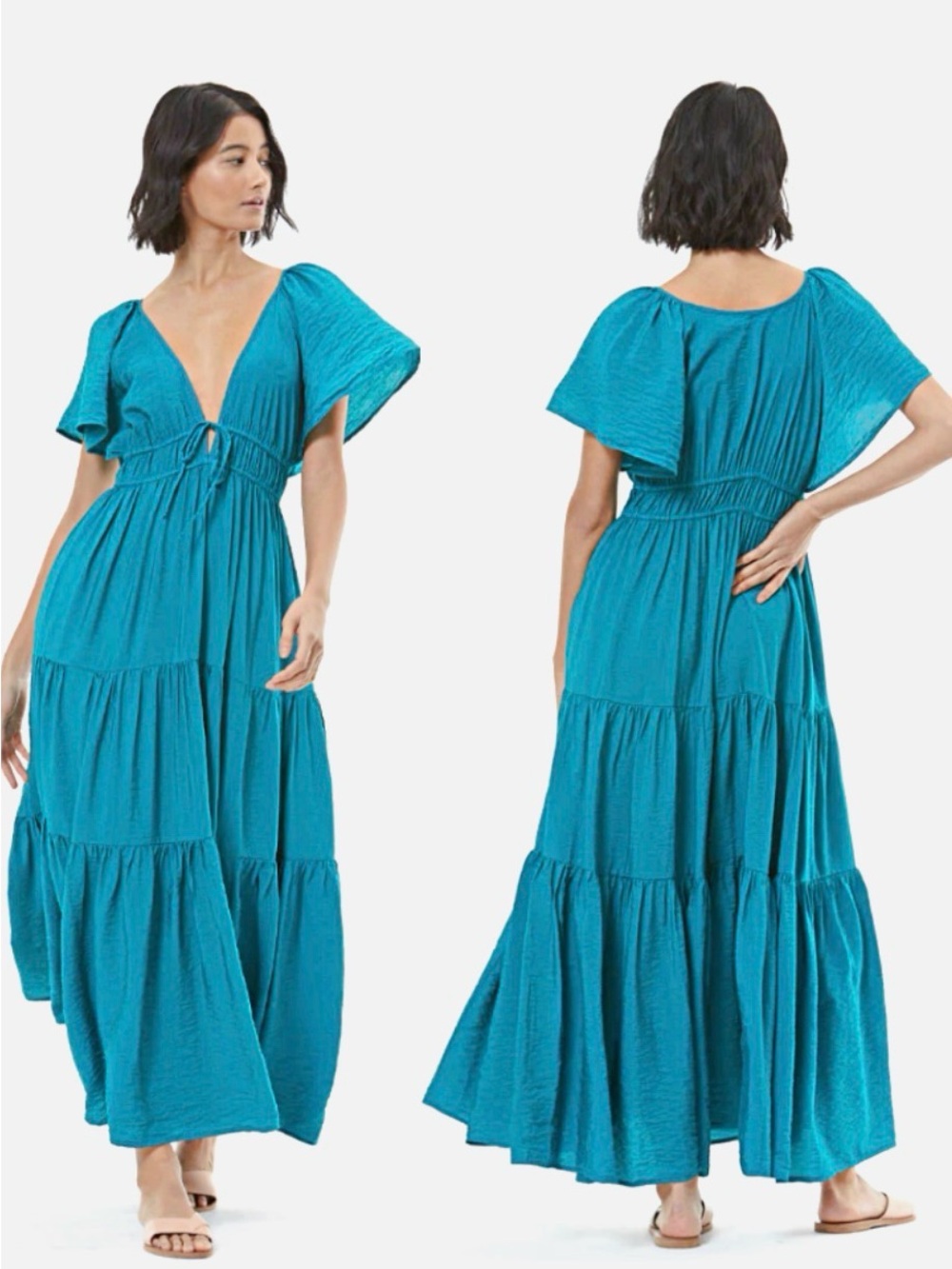 Teal V-Neck Maxi Dress Size S